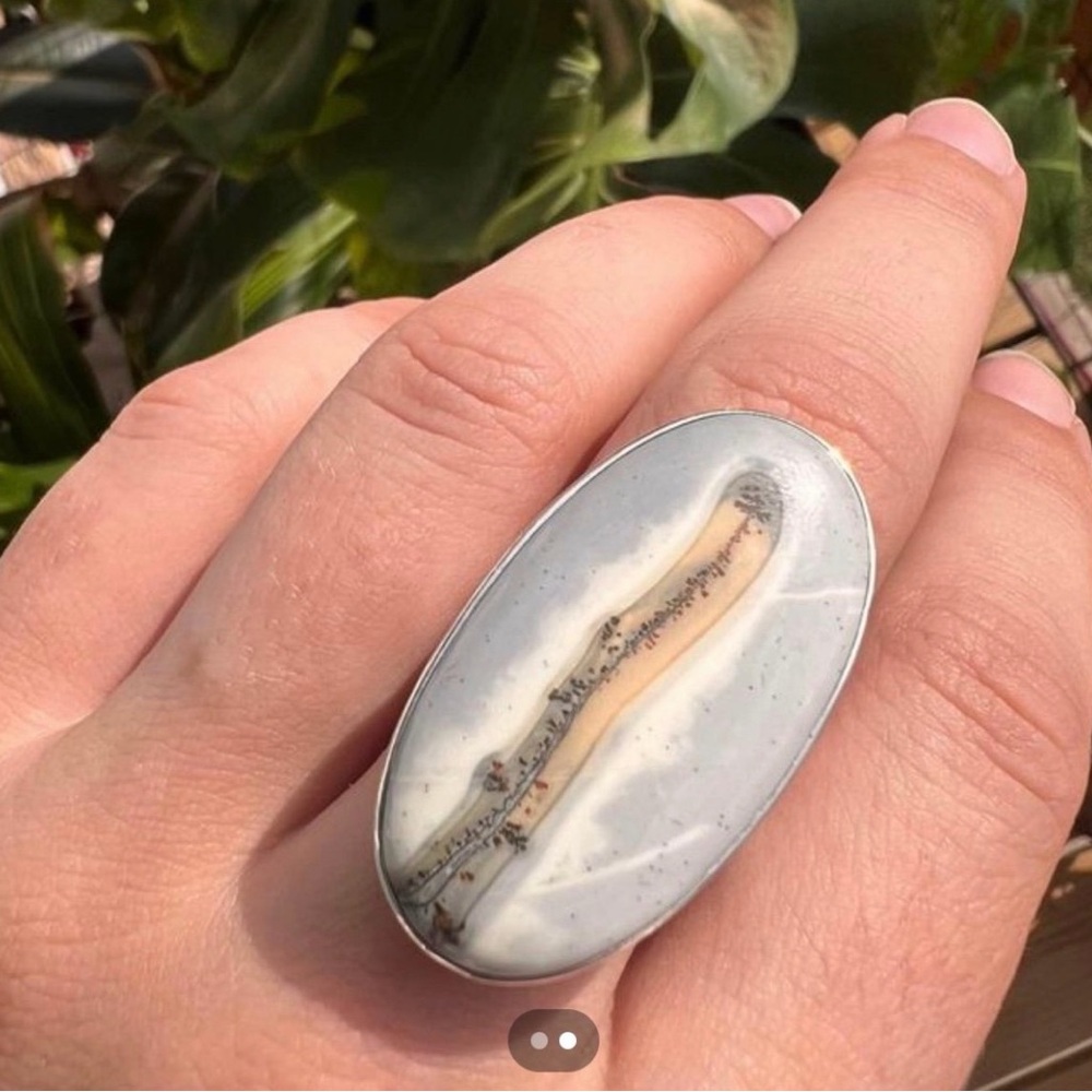 Maligano Jasper Sterling Silver ring 925 large beautiful 9.5 10